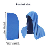 Darrahopens Home & Garden > Bathroom Accessories > Bath Towels & Robes Black Instant Cooling Hooded Towel U-Shaped Sun Protection Quick Dry Scarf with Carabiner Pouch for Local Outdoor Sports and Gym Workouts
