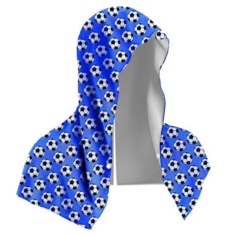 Darrahopens Home & Garden > Bathroom Accessories > Bath Towels & Robes Deep Blue Football Instant Cooling Hooded Towel U-Shaped Sun Protection Quick Dry Scarf with Carabiner Pouch for Local Outdoor Sports and Gym Workouts