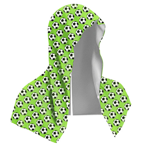 Darrahopens Home & Garden > Bathroom Accessories > Bath Towels & Robes Green Football Instant Cooling Hooded Towel U-Shaped Sun Protection Quick Dry Scarf with Carabiner Pouch for Local Outdoor Sports and Gym Workouts