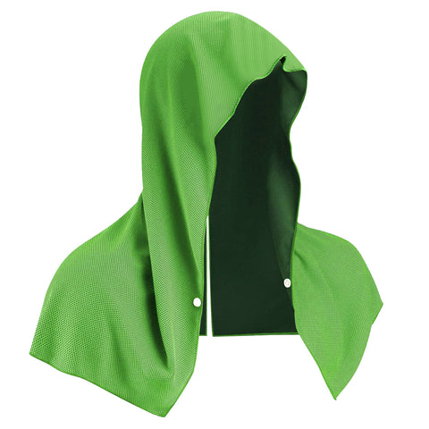 Darrahopens Home & Garden > Bathroom Accessories > Bath Towels & Robes Green Instant Cooling Hooded Towel U-Shaped Sun Protection Quick Dry Scarf with Carabiner Pouch for Local Outdoor Sports and Gym Workouts