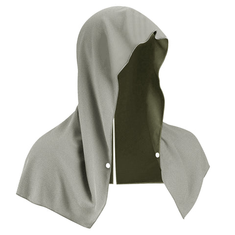 Darrahopens Home & Garden > Bathroom Accessories > Bath Towels & Robes Grey Instant Cooling Hooded Towel U-Shaped Sun Protection Quick Dry Scarf with Carabiner Pouch for Local Outdoor Sports and Gym Workouts