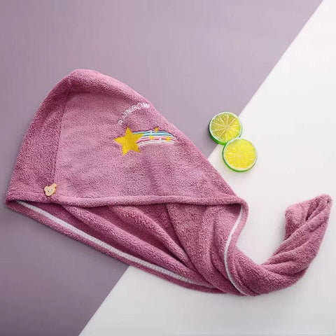 Darrahopens Home & Garden > Bathroom Accessories > Bath Towels & Robes Ladies' Soft Quick-Dry Shower Cap Towel - Delicate Embroidery, Essential for a Refreshing Bath（violet）