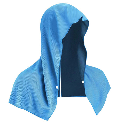 Darrahopens Home & Garden > Bathroom Accessories > Bath Towels & Robes Light blue Instant Cooling Hooded Towel U-Shaped Sun Protection Quick Dry Scarf with Carabiner Pouch for Local Outdoor Sports and Gym Workouts