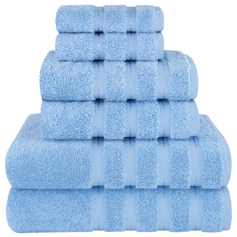 Darrahopens Home & Garden > Bathroom Accessories > Bath Towels & Robes Light Blue Luxury 6-Piece Combed Cotton Towel Bale Set - Ultra Soft & Absorbent Bath, Hand, Face Towels