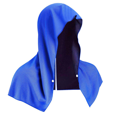 Darrahopens Home & Garden > Bathroom Accessories > Bath Towels & Robes Navy blue Instant Cooling Hooded Towel U-Shaped Sun Protection Quick Dry Scarf with Carabiner Pouch for Local Outdoor Sports and Gym Workouts