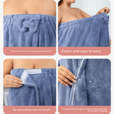 Darrahopens Home & Garden > Bathroom Accessories > Bath Towels & Robes Purple Plus Size Bath Wrap Dress with Adjustable Elastic Waist and Bow Detail – Soft Absorbent Towel Robe for Post-Shower Comfort