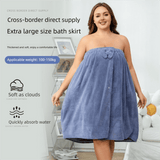 Darrahopens Home & Garden > Bathroom Accessories > Bath Towels & Robes Purple Plus Size Bath Wrap Dress with Adjustable Elastic Waist and Bow Detail – Soft Absorbent Towel Robe for Post-Shower Comfort