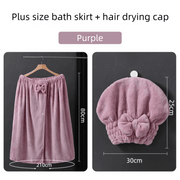 Darrahopens Home & Garden > Bathroom Accessories > Bath Towels & Robes Purple Plus Size Bath Wrap Dress with Adjustable Elastic Waist and Bow Detail – Soft Absorbent Towel Robe for Post-Shower Comfort