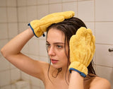 Darrahopens Home & Garden > Bathroom Accessories > Bath Towels & Robes Towels - Unisex Quick-Dry Hair Drying Towel - New Quick-Drying Bath Towel - Absorbent and Quick-Drying Coral Fleece Towel - Suitable for Wet, Long and Thick Hair - - Glove Design - Yellow