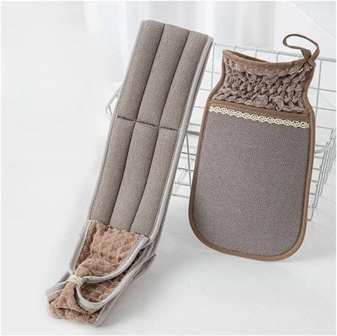 Darrahopens Home & Garden > Bathroom Accessories > Bath Towels & Robes Two-Piece Bath Towel Set – Back Cleanser for Deep Skin Cleansing – Scrub Washcloth for Shower – Suitable for Men and Women (Brown)
