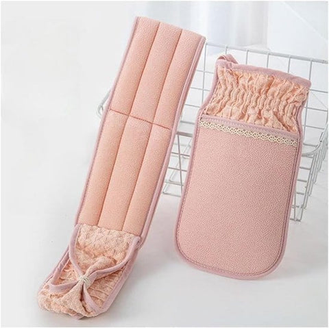 Darrahopens Home & Garden > Bathroom Accessories > Bath Towels & Robes Two-Piece Bath Towel Set – Back Cleanser for Deep Skin Cleansing – Scrub Washcloth for Shower – Suitable for Men and Women (Pink)