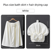 Darrahopens Home & Garden > Bathroom Accessories > Bath Towels & Robes White Plus Size Bath Wrap Dress with Adjustable Elastic Waist and Bow Detail – Soft Absorbent Towel Robe for Post-Shower Comfort