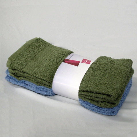 Darrahopens Home & Garden > Bathroom Accessories Budget Pack of 4 Expressions Home Budget Cotton Hand Towels 42 x 67 cm Olive + Blue