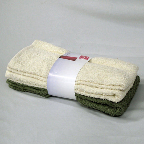 Darrahopens Home & Garden > Bathroom Accessories Budget Pack of 4 Expressions Home Budget Cotton Hand Towels 42 x 67 cm Olive + Cream
