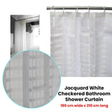 Darrahopens Home & Garden > Bathroom Accessories Jacquard White Checkered Bathroom Shower Curtain 180cm wide x 210 cm long