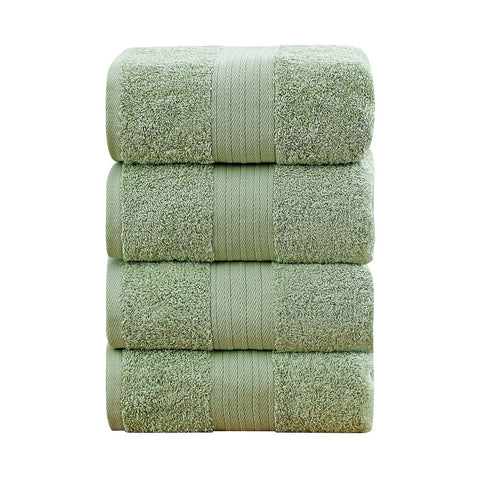 Darrahopens Home & Garden > Bathroom Accessories Linenland 4 Piece Cotton Bath Towels Set - Sage Green