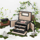 Darrahopens Home & Garden > Bathroom Accessories Lockable Jewelry Box 3-Tier Display Case
