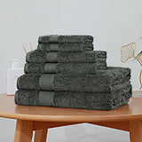 Darrahopens Home & Garden > Bathroom Accessories Luxury 6 Piece Soft and Absorbent Cotton Bath Towel Set -  Charcoal