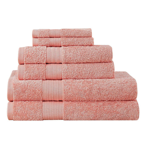 Darrahopens Home & Garden > Bathroom Accessories Luxury 6 Piece Soft and Absorbent Cotton Bath Towel Set - Coral