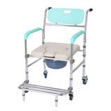 Darrahopens Home & Garden > Bathroom Accessories Orthonica Commode Chair With Castors Aluminium Frame Footrest Soft Push Handles