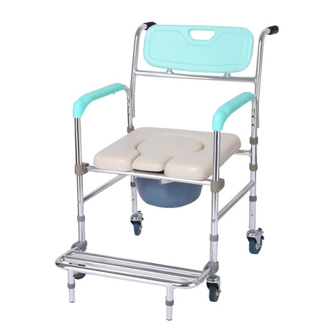 Darrahopens Home & Garden > Bathroom Accessories Orthonica Commode Chair With Castors Aluminium Frame Footrest Soft Push Handles