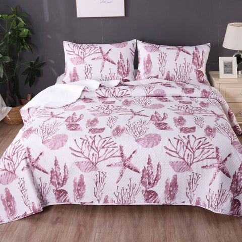 Darrahopens Home & Garden > Bathroom Accessories Ramesses Coast Pink 3 Pcs Bamboo Blend Ultrosonic Reversible Comforter Set King