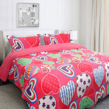 Darrahopens Home & Garden > Bathroom Accessories Ramesses Pink Heart Printed Sherpa Flannel Fleece Reversible Blanket Set Queen/King