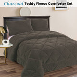 Darrahopens Home & Garden > Bathroom Accessories Ramesses Teddy Fleece 3 Pcs Comforter Set Charcoal King