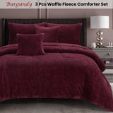Darrahopens Home & Garden > Bathroom Accessories Ramesses Waffle Fleece Burgundy 3 Pcs Comforter Set Queen