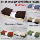 Darrahopens Home & Garden > Bathroom Accessories Set of 4 Budget Cotton Hand Towels 42 x 67 cm Chocolate Latte