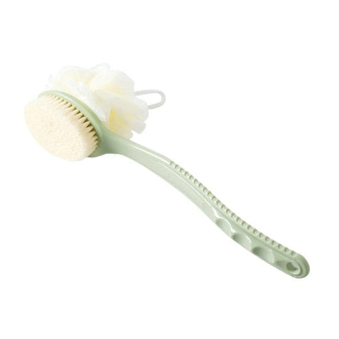 Darrahopens Home & Garden > Bathroom Accessories > Shower Accessories 2-Pack Green 2-in-1 Soft Bristle Long Handle Bath Brush & Shower Pouf Combo - Double-Sided Back Scrubber for Adults & Kids