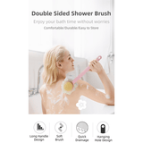 Darrahopens Home & Garden > Bathroom Accessories > Shower Accessories 2-Pack Pink 2-in-1 Soft Bristle Long Handle Bath Brush & Shower Pouf Combo - Double-Sided Back Scrubber for Adults & Kids