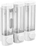 Darrahopens Home & Garden > Bathroom Accessories > Shower Accessories 3 Wall-Mounted Soap Dispensers No Drilling Required - Drip-Proof for Gel, Shampoo, and Lotion - White