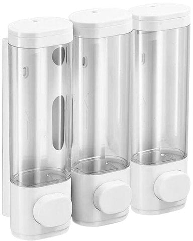 Darrahopens Home & Garden > Bathroom Accessories > Shower Accessories 3 Wall-Mounted Soap Dispensers No Drilling Required - Drip-Proof for Gel, Shampoo, and Lotion - White
