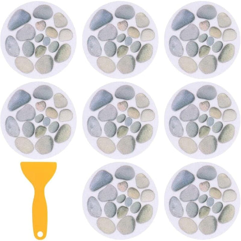 Darrahopens Home & Garden > Bathroom Accessories > Shower Accessories 8 pcs ROund Bathtub Stickers, Diameter 15Cm, Bath Stone Pattern, Bathroom Background, Sticker With Scraper, For