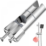 Darrahopens Home & Garden > Bathroom Accessories > Shower Accessories Adjustable Shower Head with 2 Hooks for 16-27mm Shower Rod, Wall Mounted Chrome Hand Shower Holder
