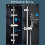 Darrahopens Home & Garden > Bathroom Accessories > Shower Accessories Adjustable Shower Head with 2 Hooks for 16-27mm Shower Rod, Wall Mounted Chrome Hand Shower Holder