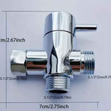 All-copper shower head manifold, one inlet, two outlet, three-way valve, shower head switch, one-to-two adapter.