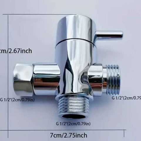 All-copper shower head manifold, one inlet, two outlet, three-way valve, shower head switch, one-to-two adapter.