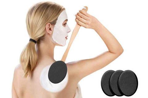 Darrahopens Home & Garden > Bathroom Accessories > Shower Accessories Back and Foot Lotion Applicator with 4 Replacement Pads Sunscreen Applicator Tool - Black