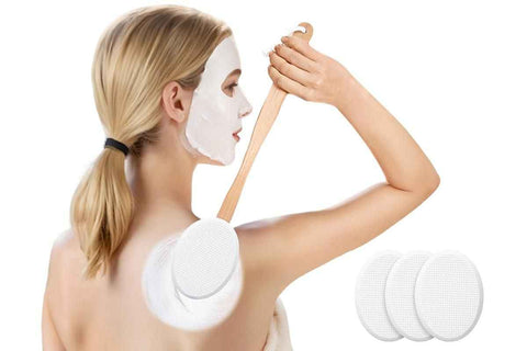 Darrahopens Home & Garden > Bathroom Accessories > Shower Accessories Back and Foot Lotion Applicator with 4 Replacement Pads Sunscreen Applicator Tool - White