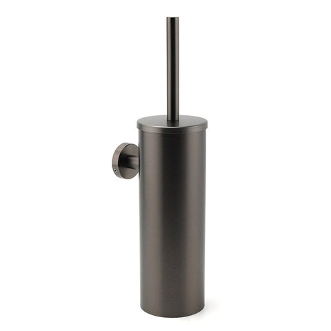 Darrahopens Home & Garden > Bathroom Accessories > Shower Accessories Bathroom Accessory Gun Metal Round Toilet Brush & Stainless Steel Holder Cup Kit