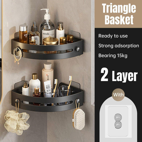 Darrahopens Home & Garden > Bathroom Accessories > Shower Accessories Bathroom Corner Shower Shelf Shampoo Soap Holder Rack Storage Organiser Caddy