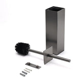 Darrahopens Home & Garden > Bathroom Accessories > Shower Accessories Bathroom Gun Metal Grey Square Toilet Brush 304 Stainless Steel Holder Cup Kit