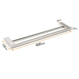 Darrahopens Home & Garden > Bathroom Accessories > Shower Accessories Bathroom Polish Chrome Square Towel Rail Rack 600mm Double Hanger Holder Bar