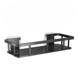 Darrahopens Home & Garden > Bathroom Accessories > Shower Accessories Black Wall-Mounted Storage Shelf - Heavy-Duty Plastic, No-Drill Adhesive Installation, Space-Saving Bathroom and Kitchen Organizer