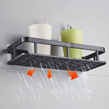 Darrahopens Home & Garden > Bathroom Accessories > Shower Accessories Black Wall-Mounted Storage Shelf - Heavy-Duty Plastic, No-Drill Adhesive Installation, Space-Saving Bathroom and Kitchen Organizer
