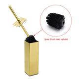 Darrahopens Home & Garden > Bathroom Accessories > Shower Accessories Brushed Gold Modern Stainless Steel Square Toilet Brush Wall Mounted Holder Cup
