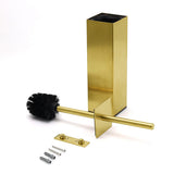 Darrahopens Home & Garden > Bathroom Accessories > Shower Accessories Brushed Gold Modern Stainless Steel Square Toilet Brush Wall Mounted Holder Cup