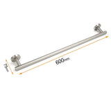 Darrahopens Home & Garden > Bathroom Accessories > Shower Accessories Brushed Nickel 600mm Single Towel Rack Rail Holder Round Hanger Bar Wall Mounted